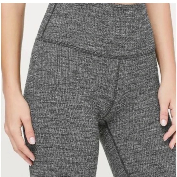 Lulu Lemon Tight Size 4 Wunder Under Low Rise Luon Variegated Knit Black Heather - Picture 11 of 12